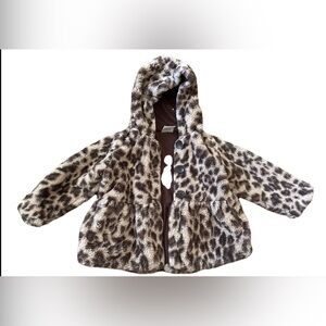 Leopard Print Kids Faux Fur Coat